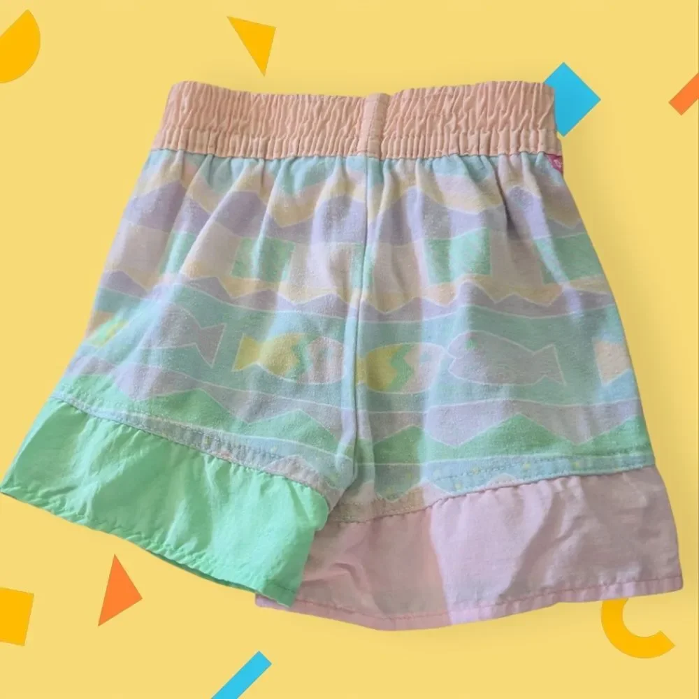 Oshkosh B'Gosh Rare Vintage Pastel Florescent Fish  Geometric‎ Print Shorts
